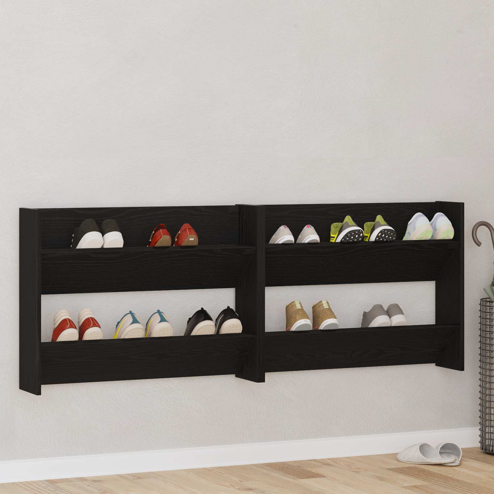 Ormar za cipele s policom 2 pcs Crni hrast 83 x 18 x 60 cm