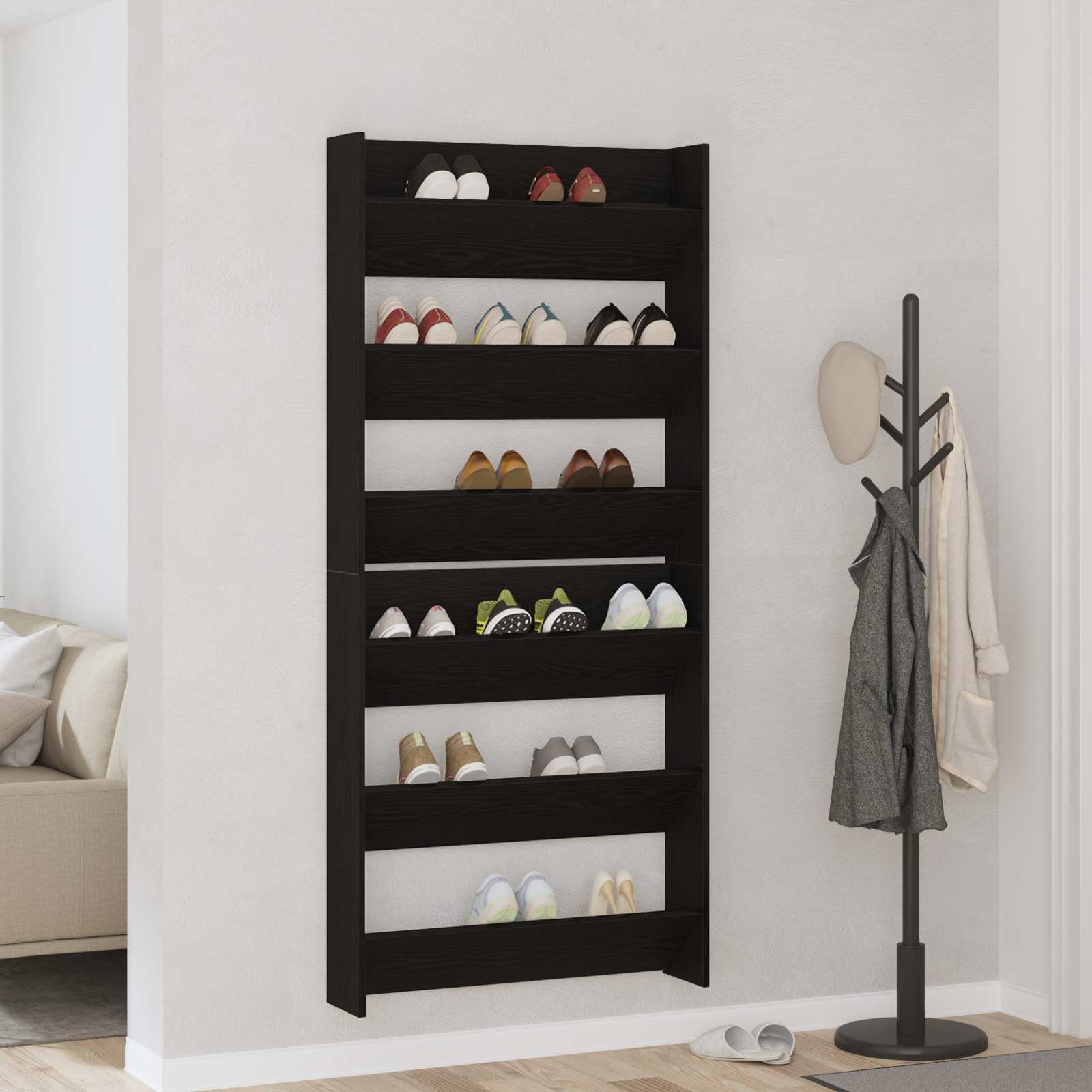 Ormar za cipele s policom 2 pcs Crni hrast 86 x 18 x 90 cm