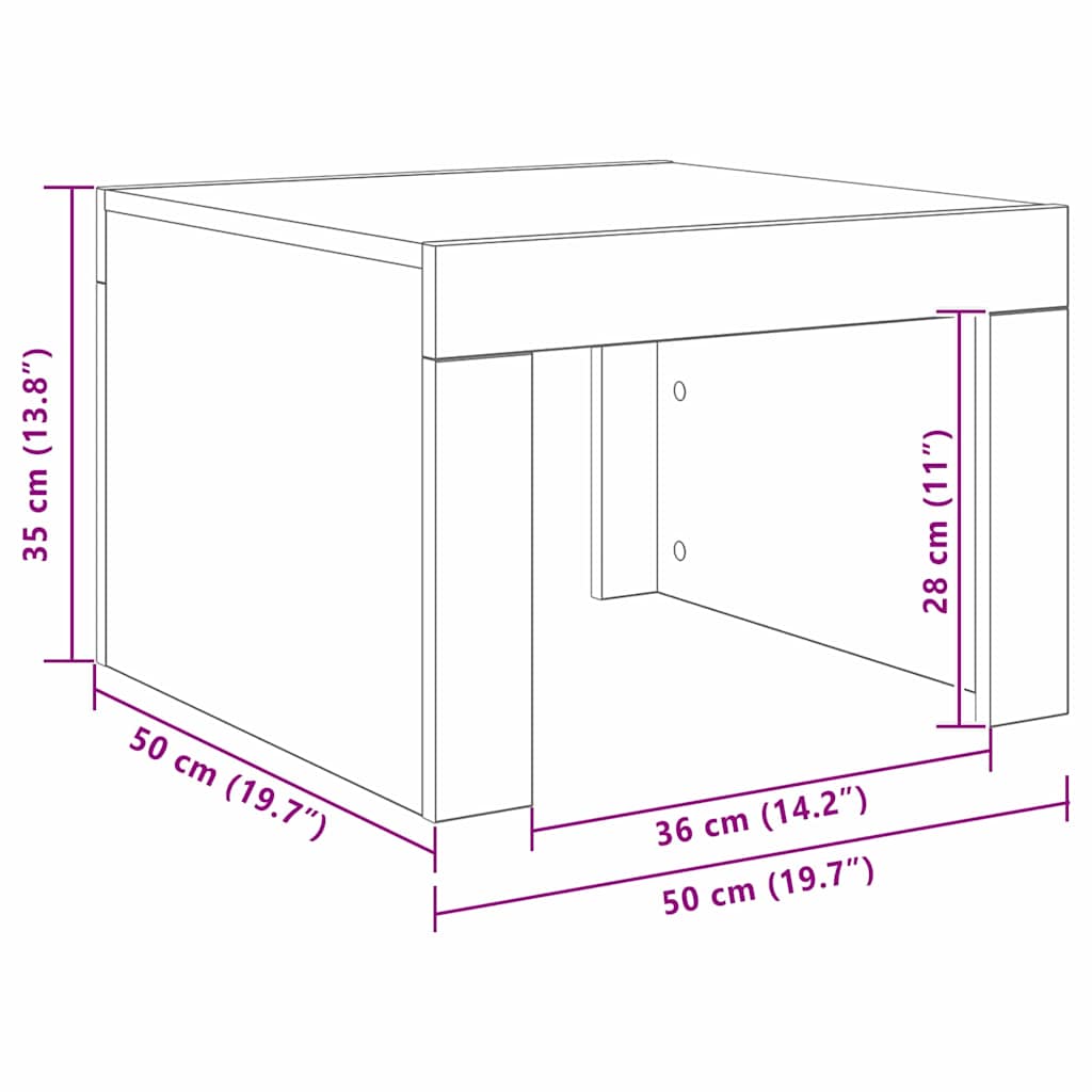 Kava Stol Crni hrast 50 x 50 x 35 cm Konstruirano drvo