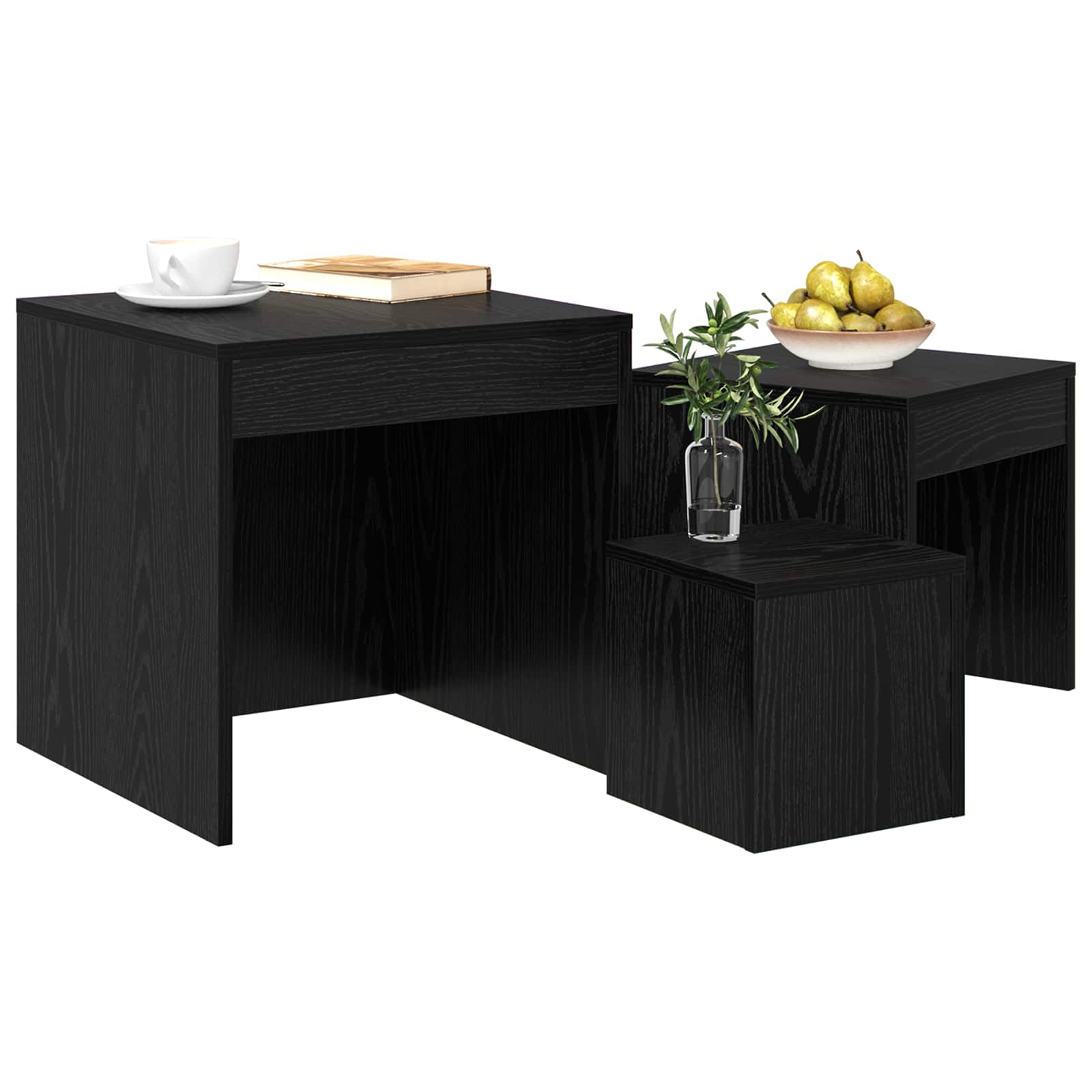 Kava Stol 3 pcs Crni hrast Konstruirano drvo