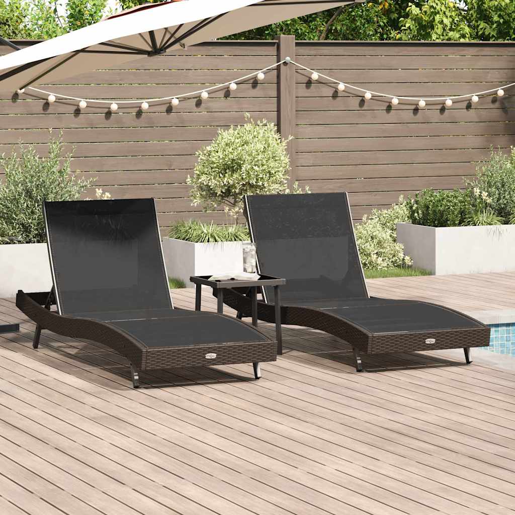 Ležaljka 3 pcs Smeđa 197 x 70 x 82 cm poliratan