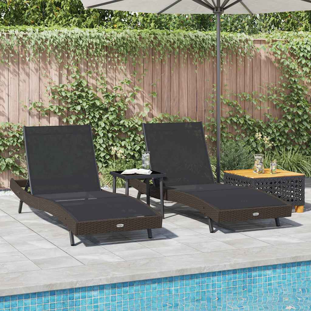 Ležaljka 3 pcs Smeđa 197 x 70 x 82 cm poliratan