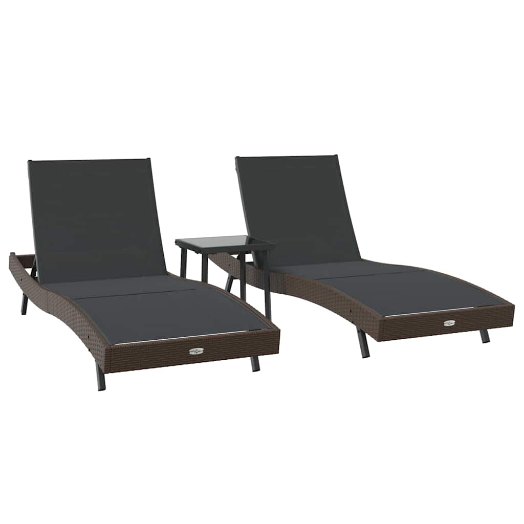Ležaljka 3 pcs Smeđa 197 x 70 x 82 cm poliratan