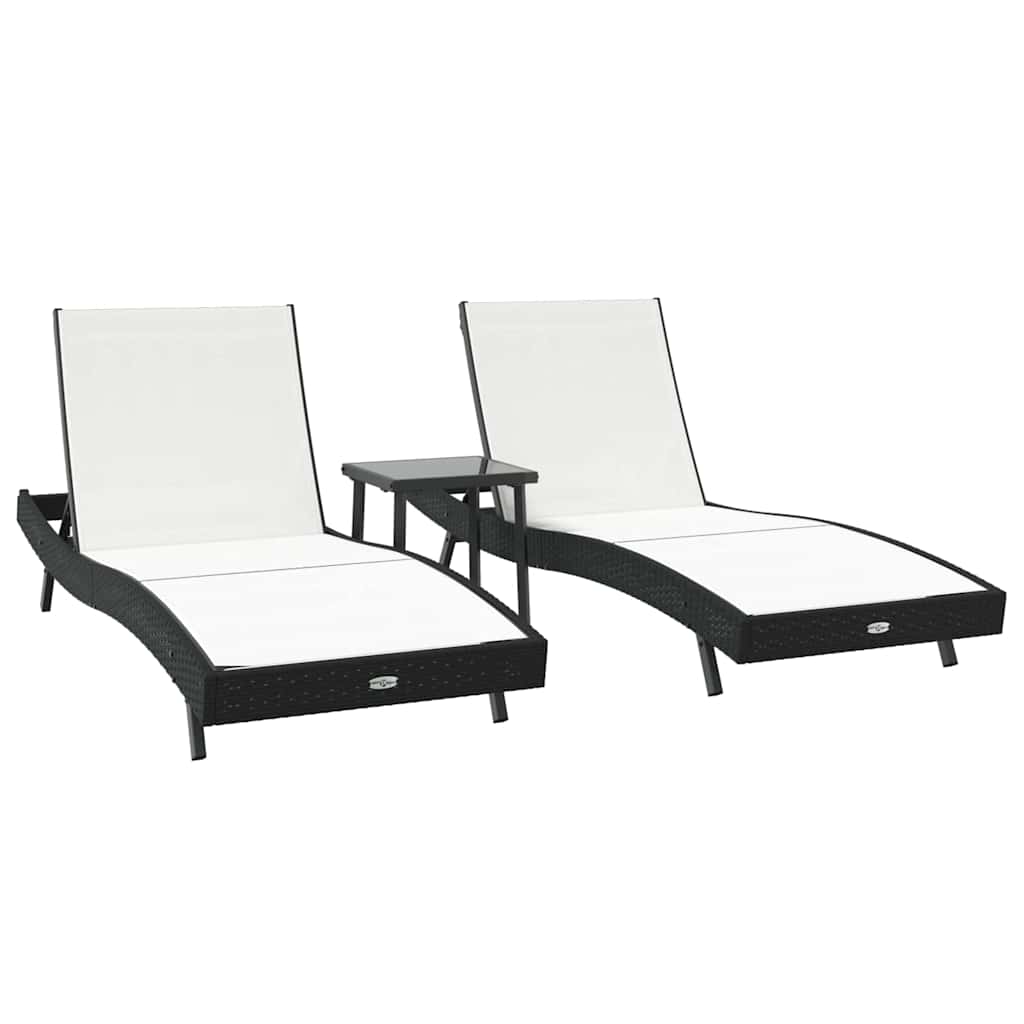 Ležaljka 3 pcs Crna i bijela 197 x 70 x 82 cm poliratan