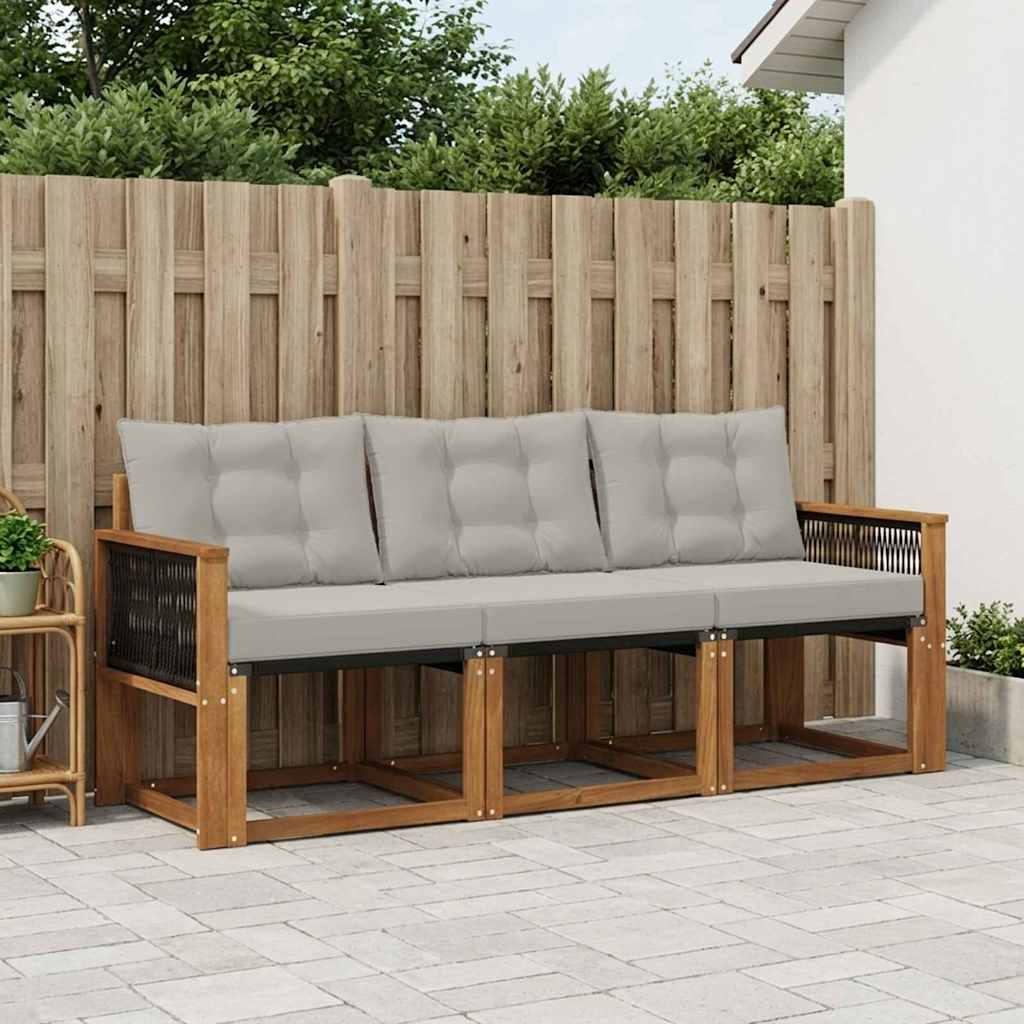 Set vanjskih sofa s jastukom 3 pcs Prirodna i svjetlosiva