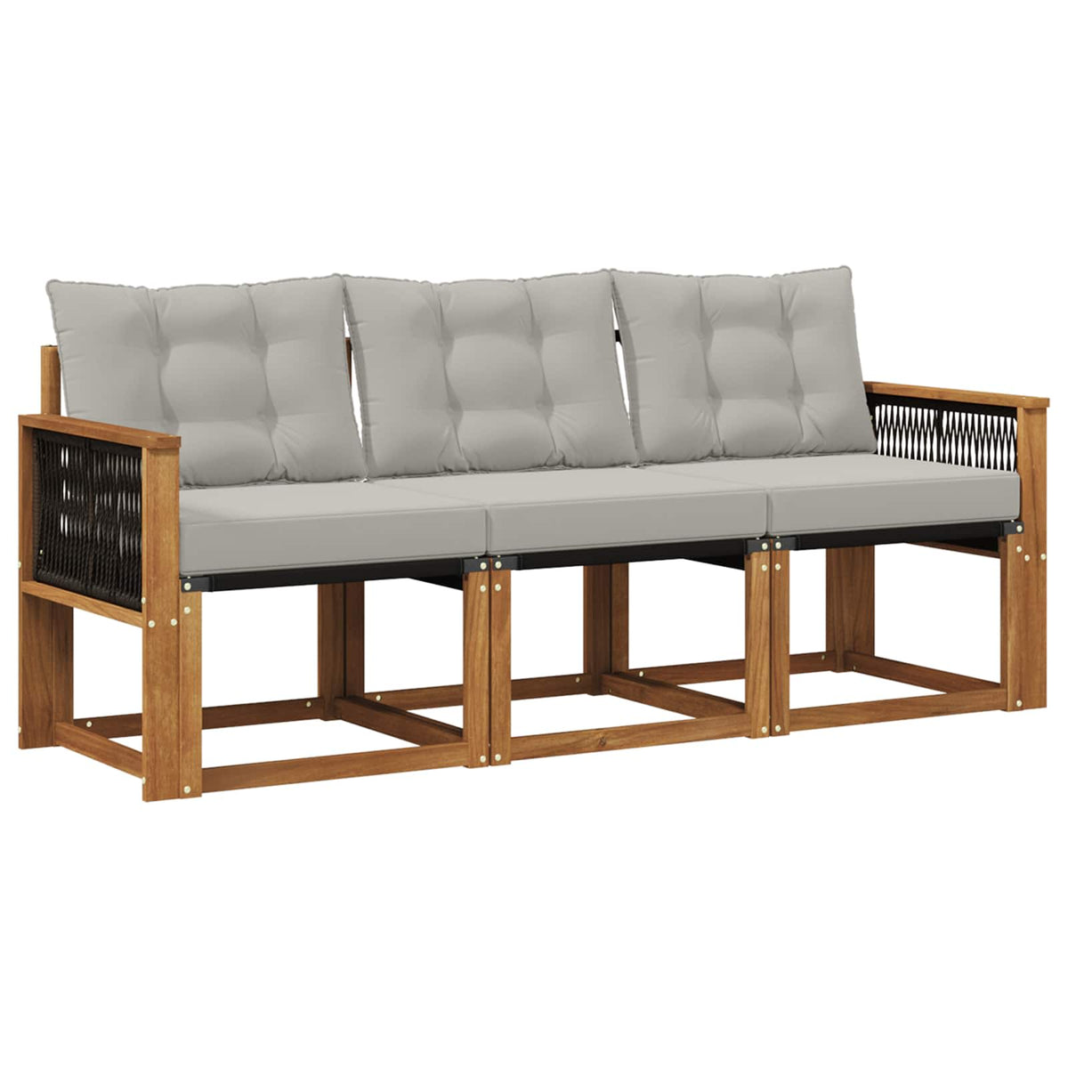 Set vanjskih sofa s jastukom 3 pcs Prirodna i svjetlosiva