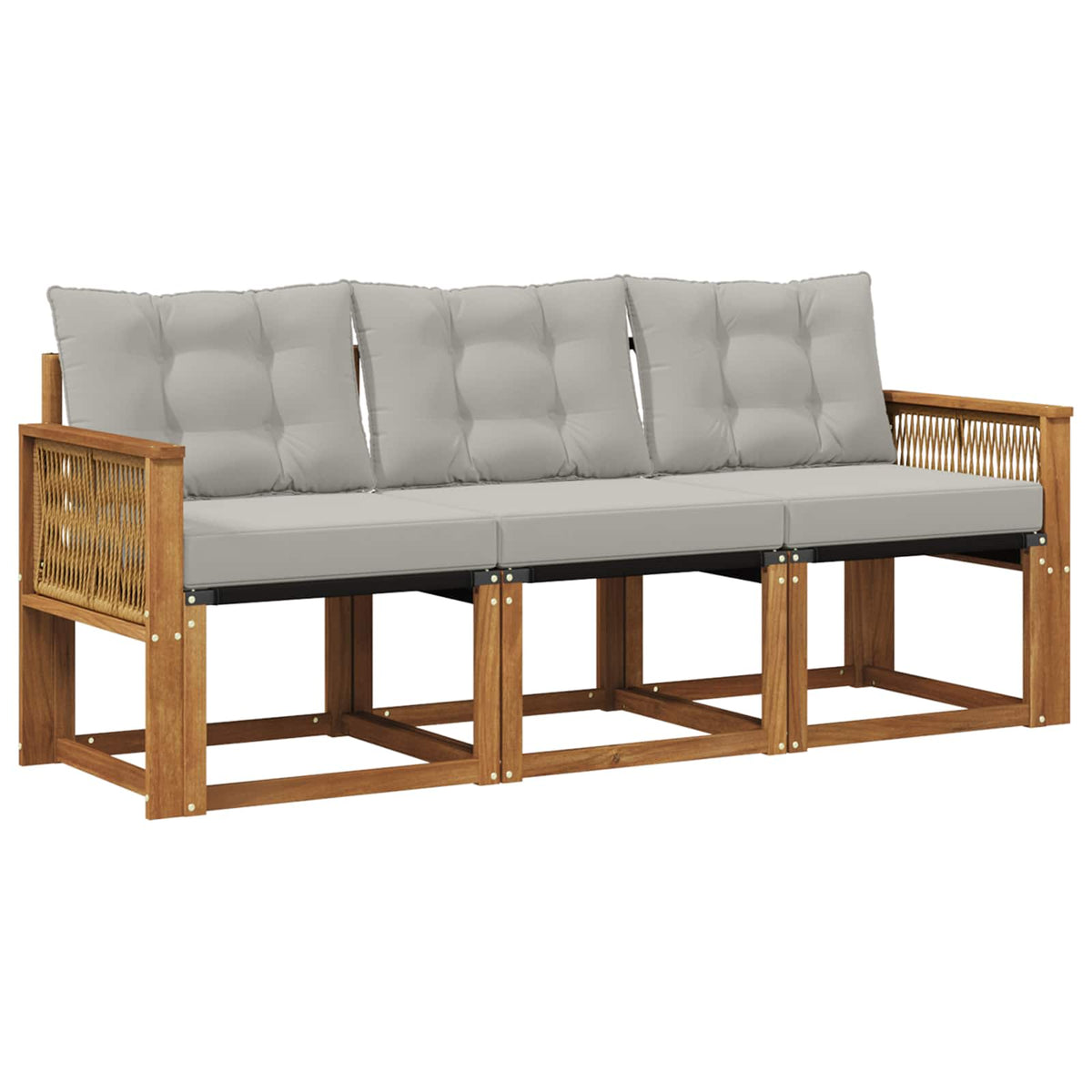 Set vanjskih sofa s jastukom 3 pcs Prirodna i svjetlosiva