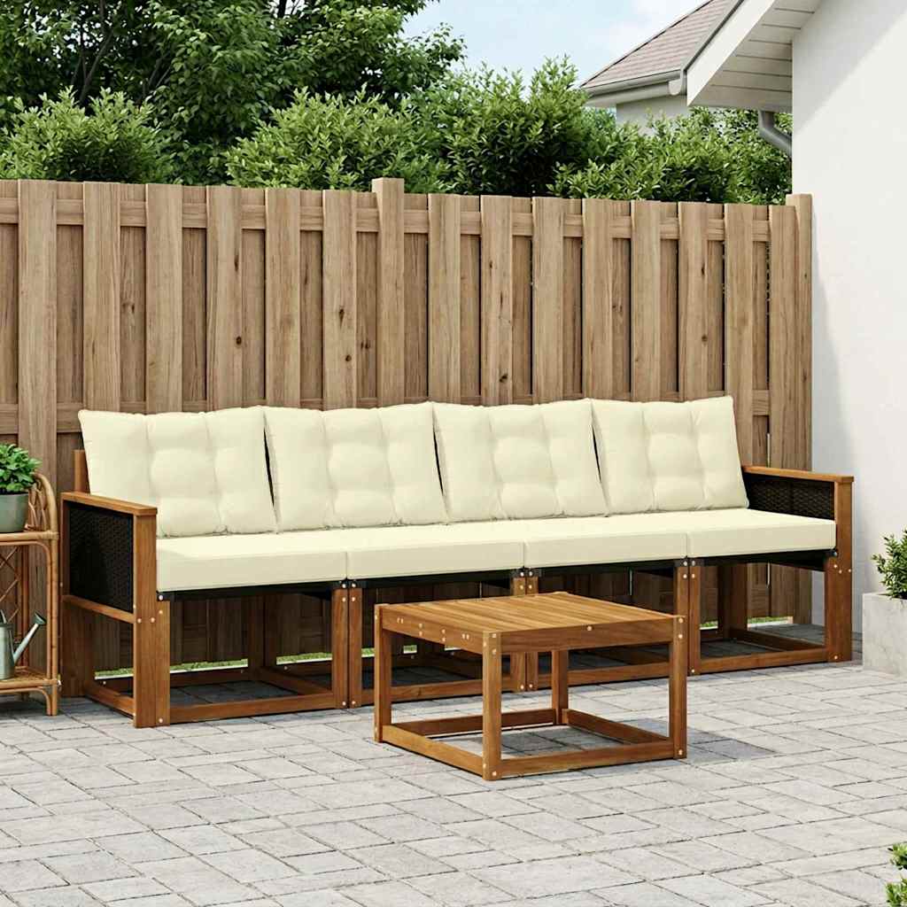 Set vanjskih sofa 5 kom. Prirodna i krem