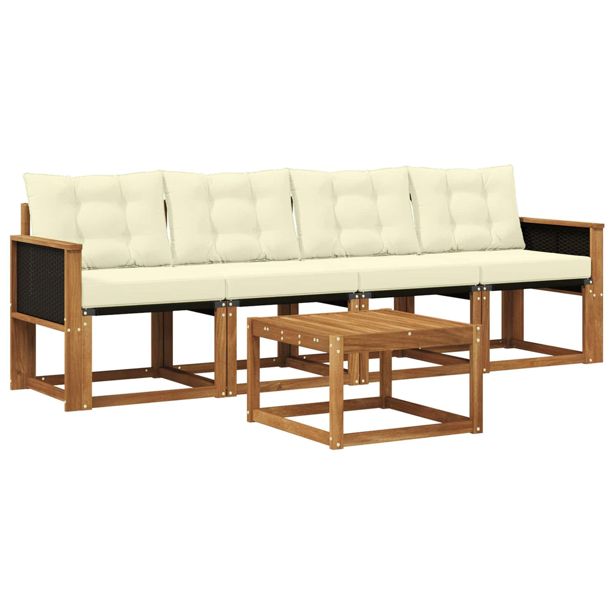 Set vanjskih sofa 5 kom. Prirodna i krem