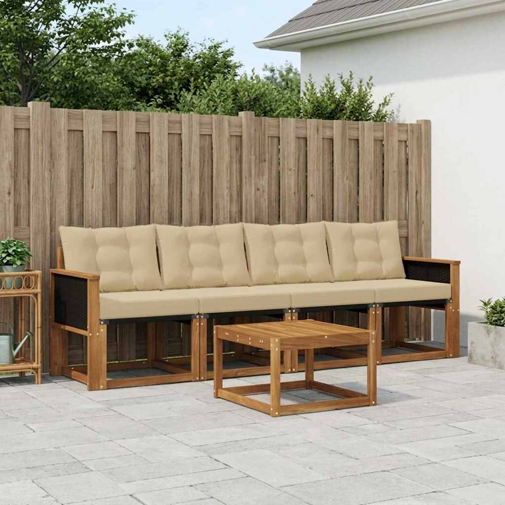 Set vanjskih sofa 5 kom. Prirodna i bež