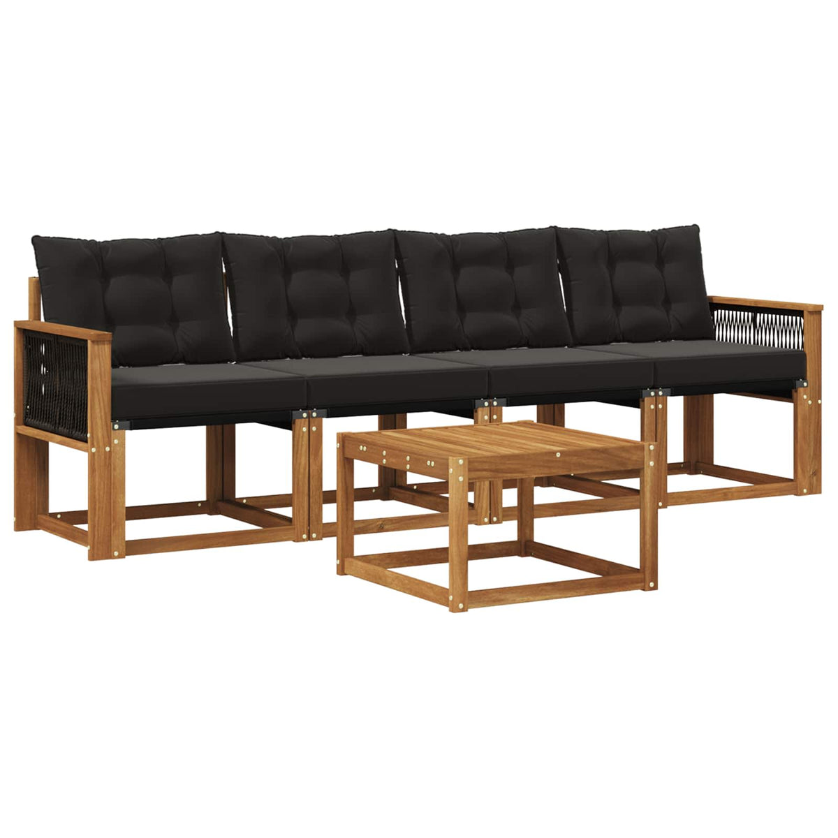 Set vanjskih sofa 5 kom. Prirodna i crna