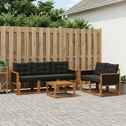 Set vanjskih sofa 6 kom. Prirodna i crna