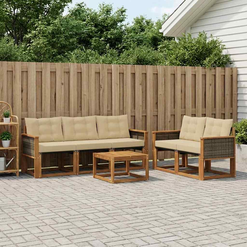 Set vanjskih sofa 6 kom. Prirodna i bež