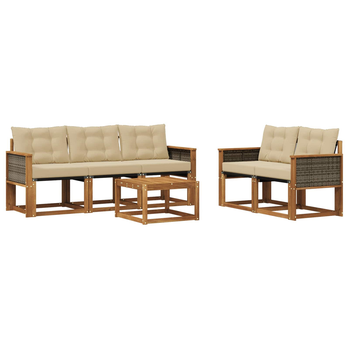 Set vanjskih sofa 6 kom. Prirodna i bež