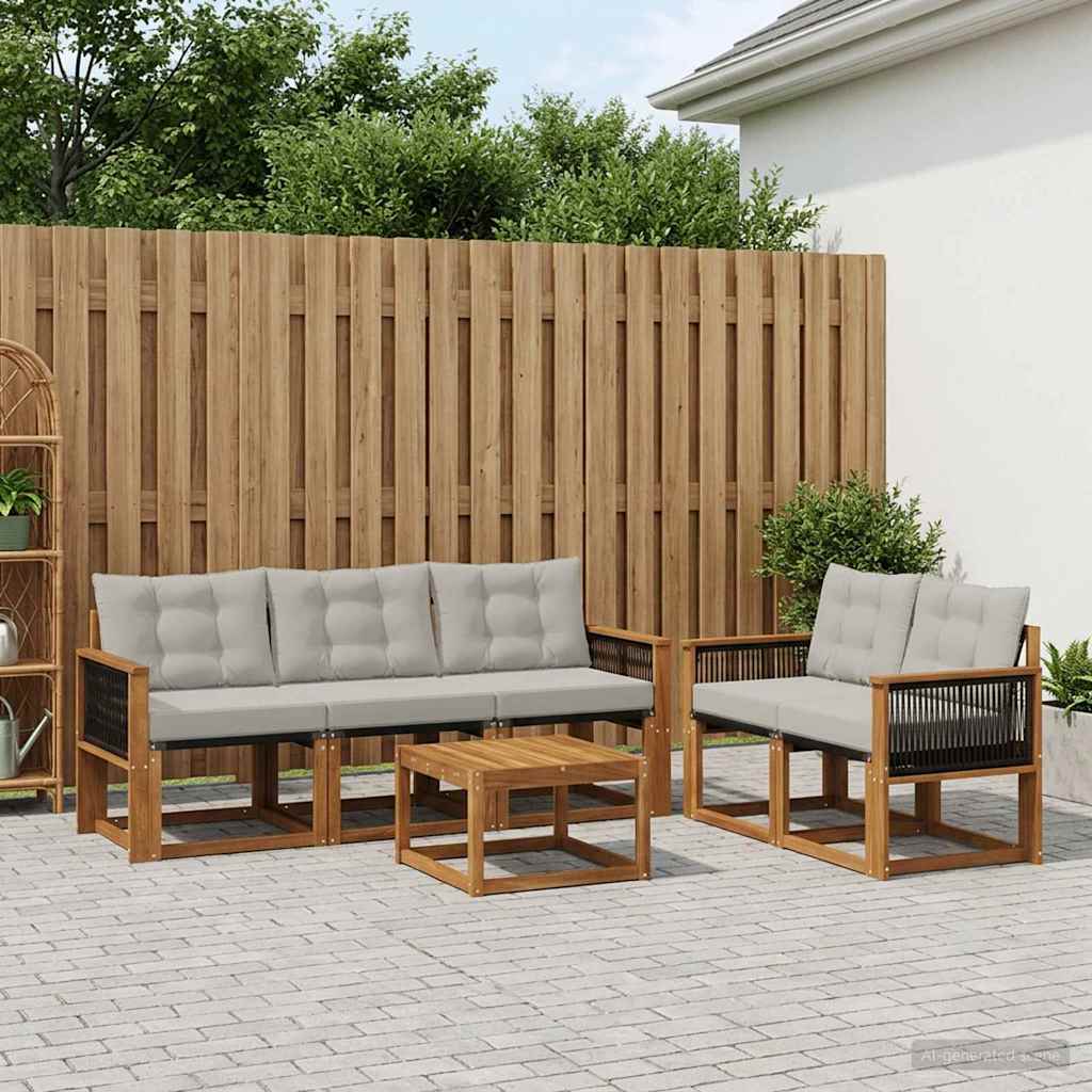 Set vanjskih sofa 6 kom. Prirodna i svjetlosiva