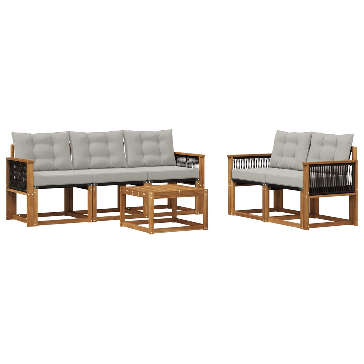 Set vanjskih sofa 6 kom. Prirodna i svjetlosiva