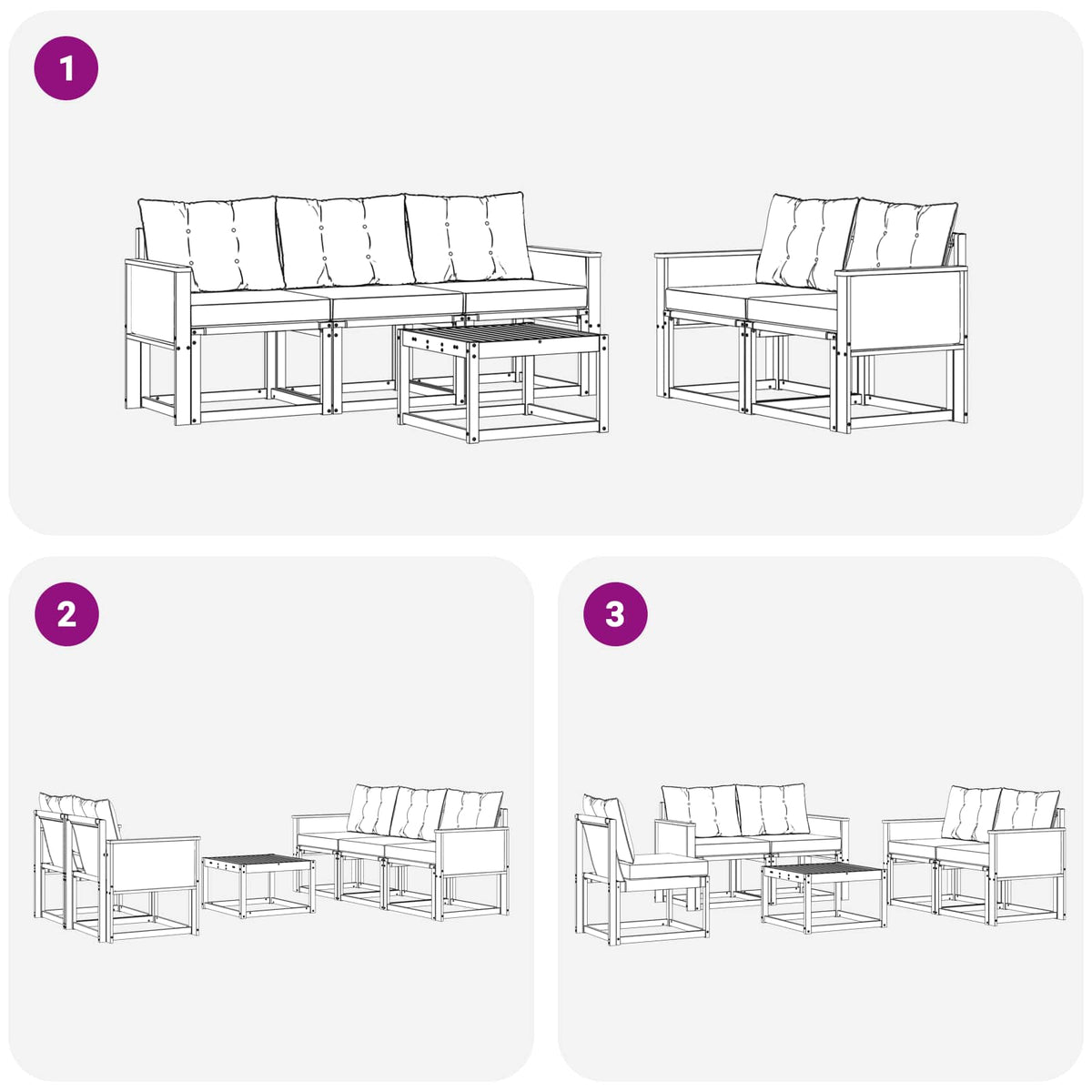 Set vanjskih sofa 6 kom. Prirodna i svjetlosiva