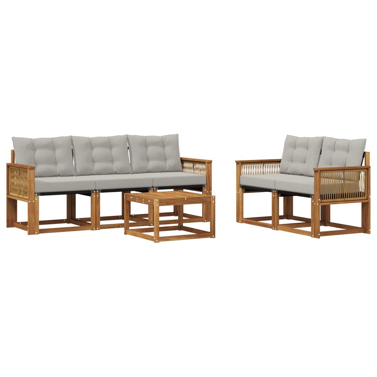 Set vanjskih sofa 6 kom. Prirodna i svjetlosiva