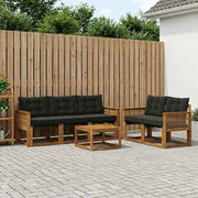 Set vanjskih sofa 6 kom. Prirodna i crna