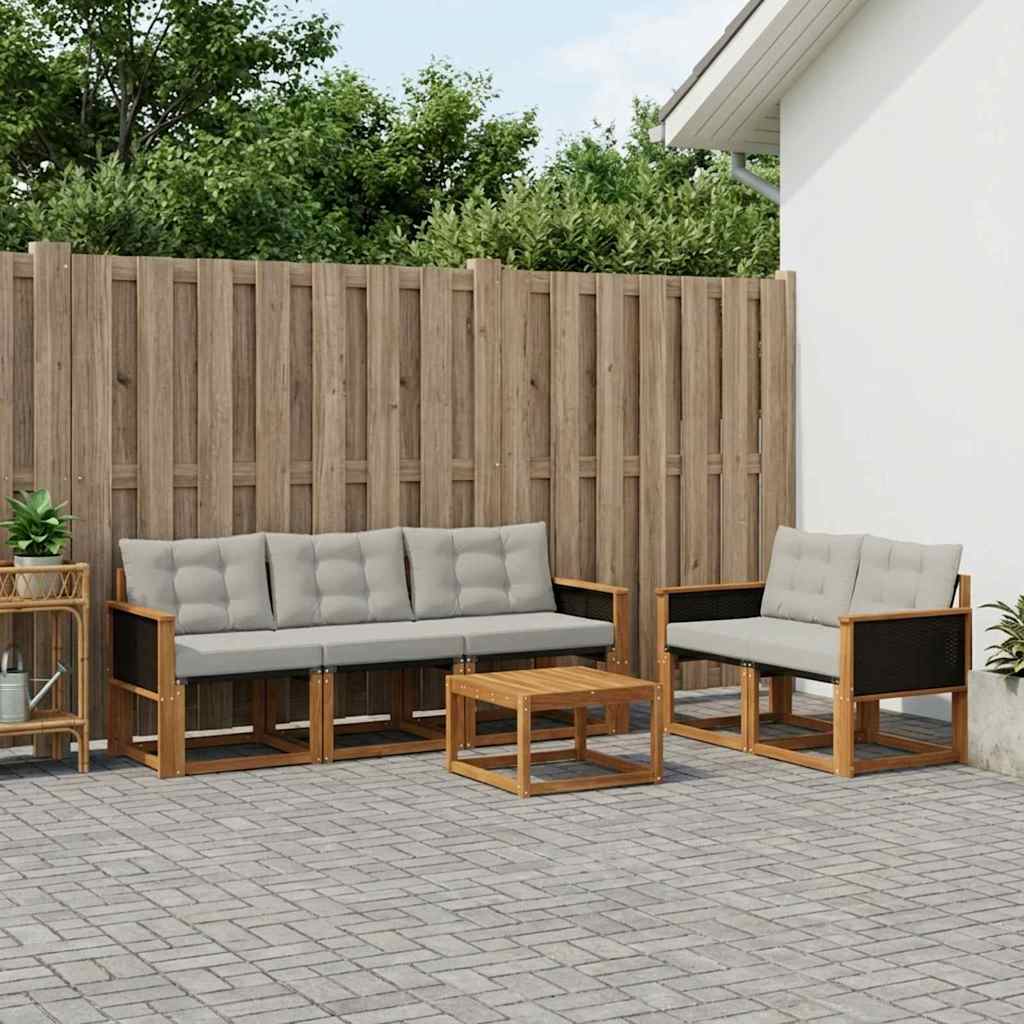 Set vanjskih sofa s jastukom 7 pcs Prirodna i svjetlosiva