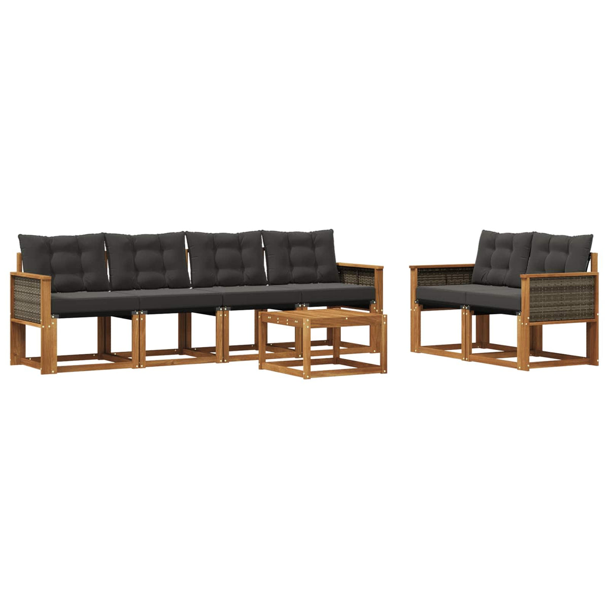 Set vanjskih sofa 7 kom. Prirodna i crna