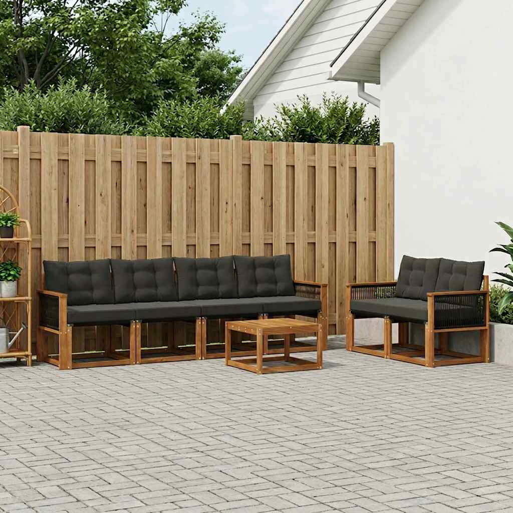 Set vanjskih sofa 7 kom. Prirodna i crna