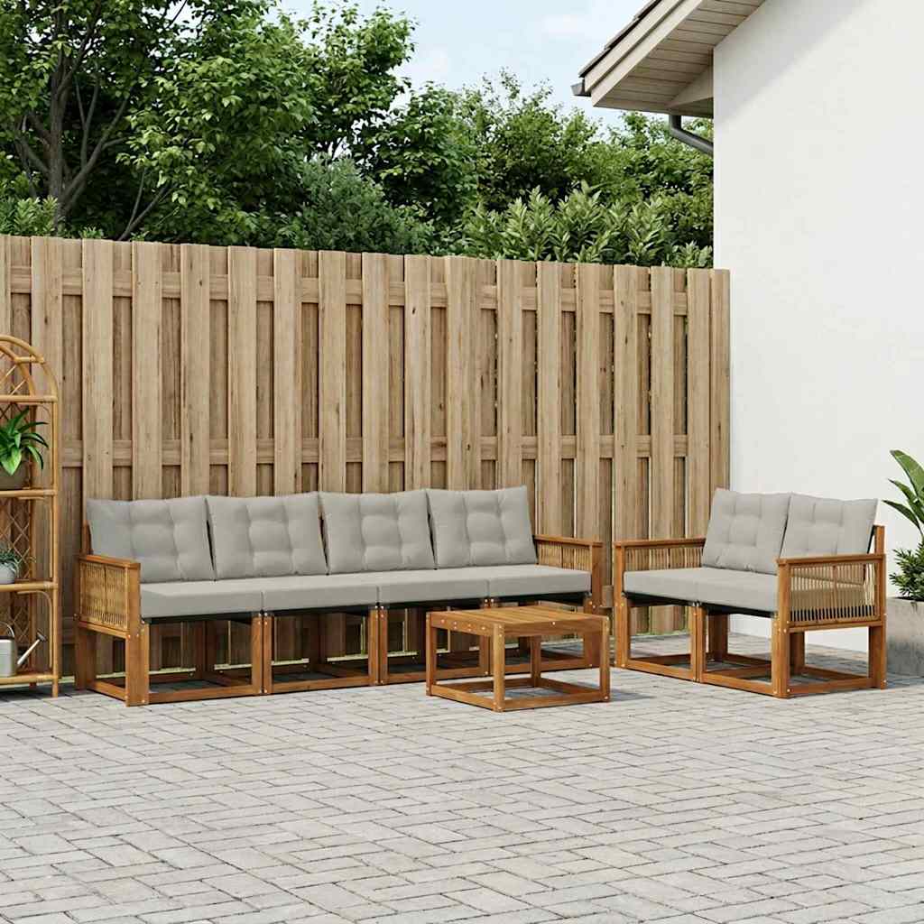 Set vanjskih sofa 7 kom. Prirodna i svjetlosiva