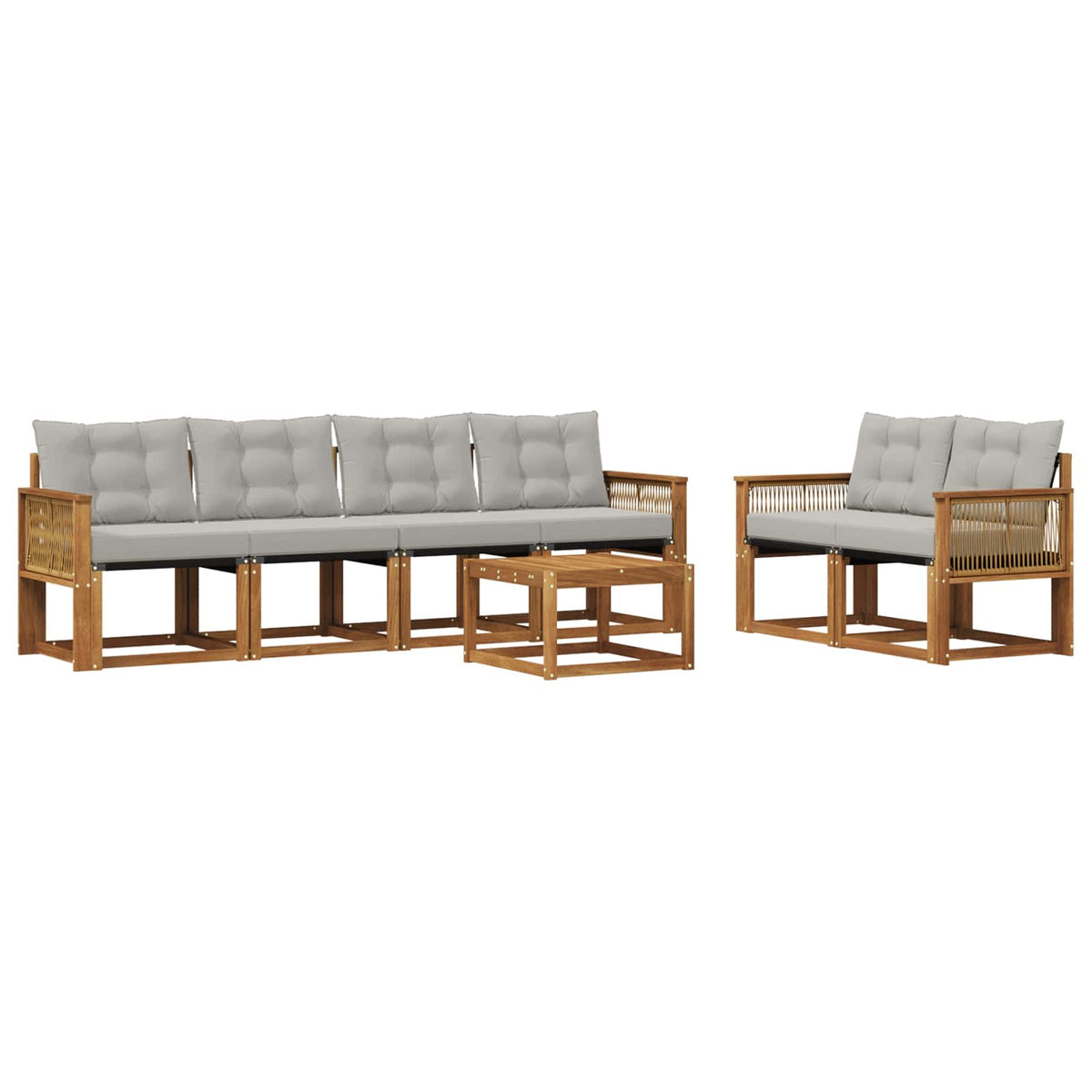 Set vanjskih sofa 7 kom. Prirodna i svjetlosiva