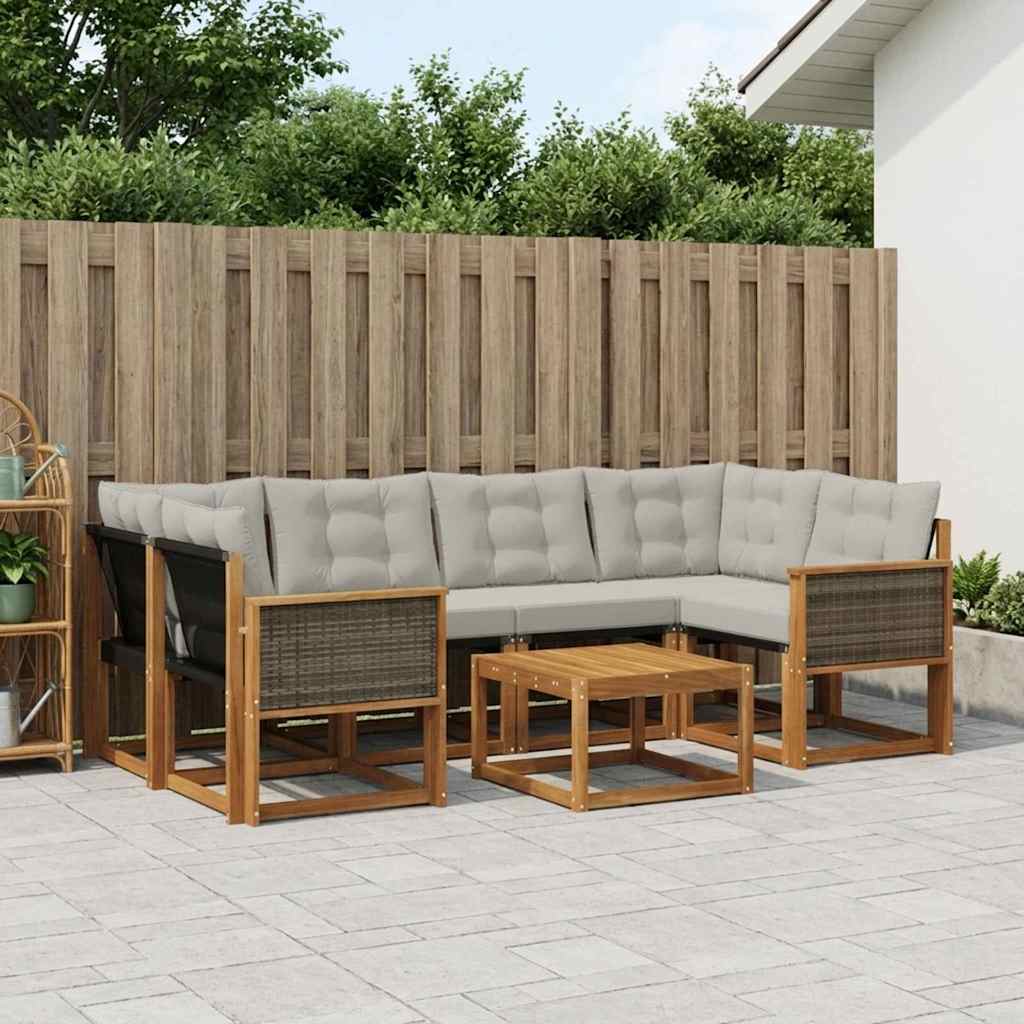 Set vanjskih sofa 7 kom. Prirodna i svjetlosiva