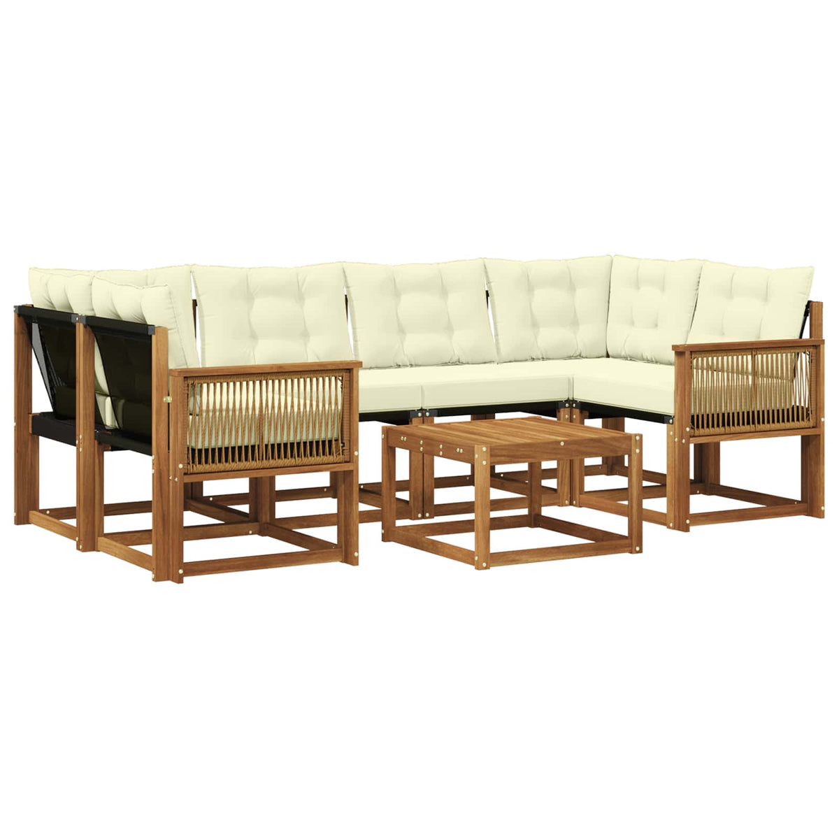 Set vanjskih sofa 7 kom. Prirodna i krem