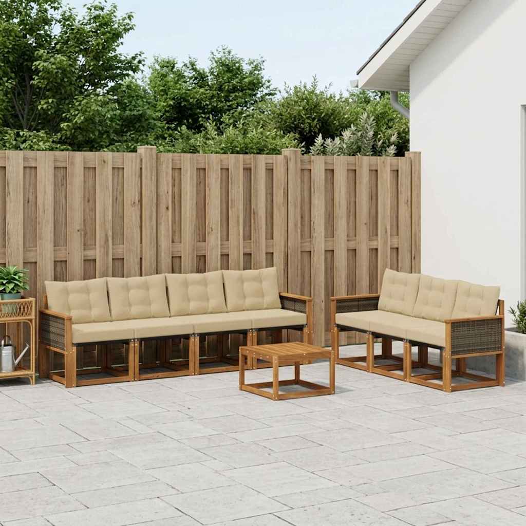 Set vanjskih sofa 8 kom. Prirodna i bež
