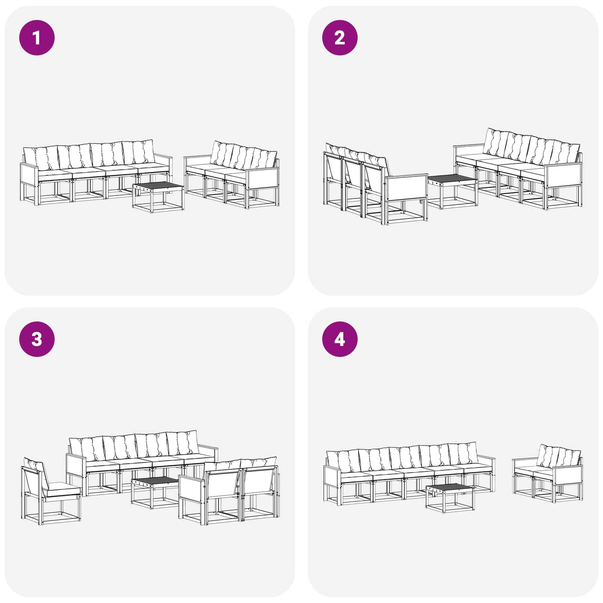 Set vanjskih sofa 8 kom. Prirodna i bež