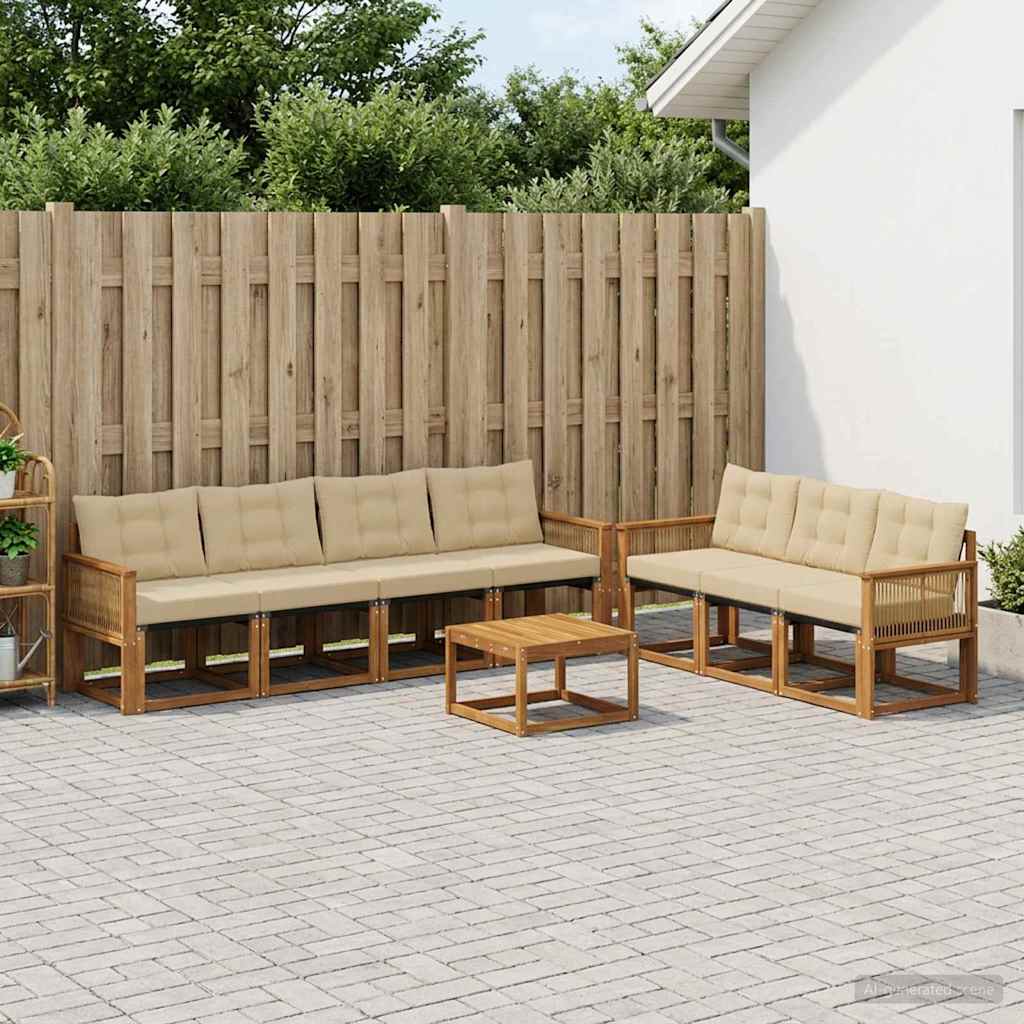 Set vanjskih sofa 8 kom. Prirodna i bež
