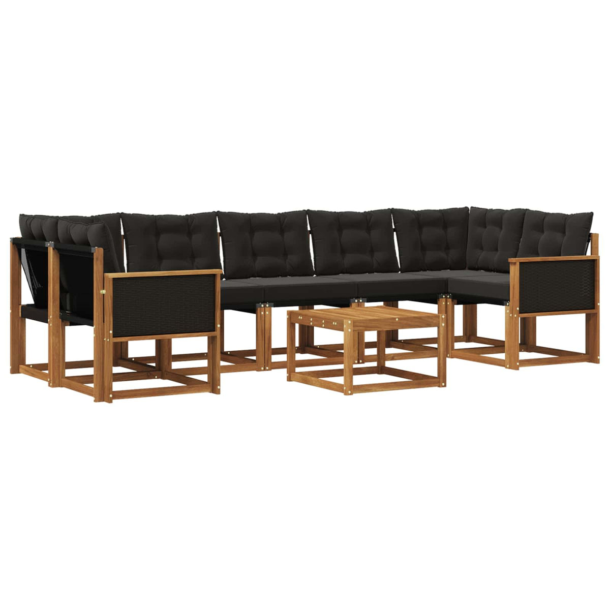 Set vanjskih sofa 8 kom. Prirodna i crna