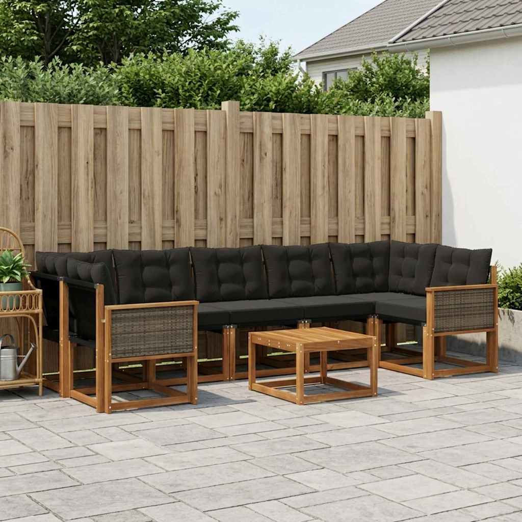 Set vanjskih sofa 8 kom. Prirodna i crna