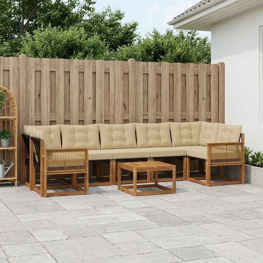 Set vanjskih sofa 8 kom. Prirodna i bež