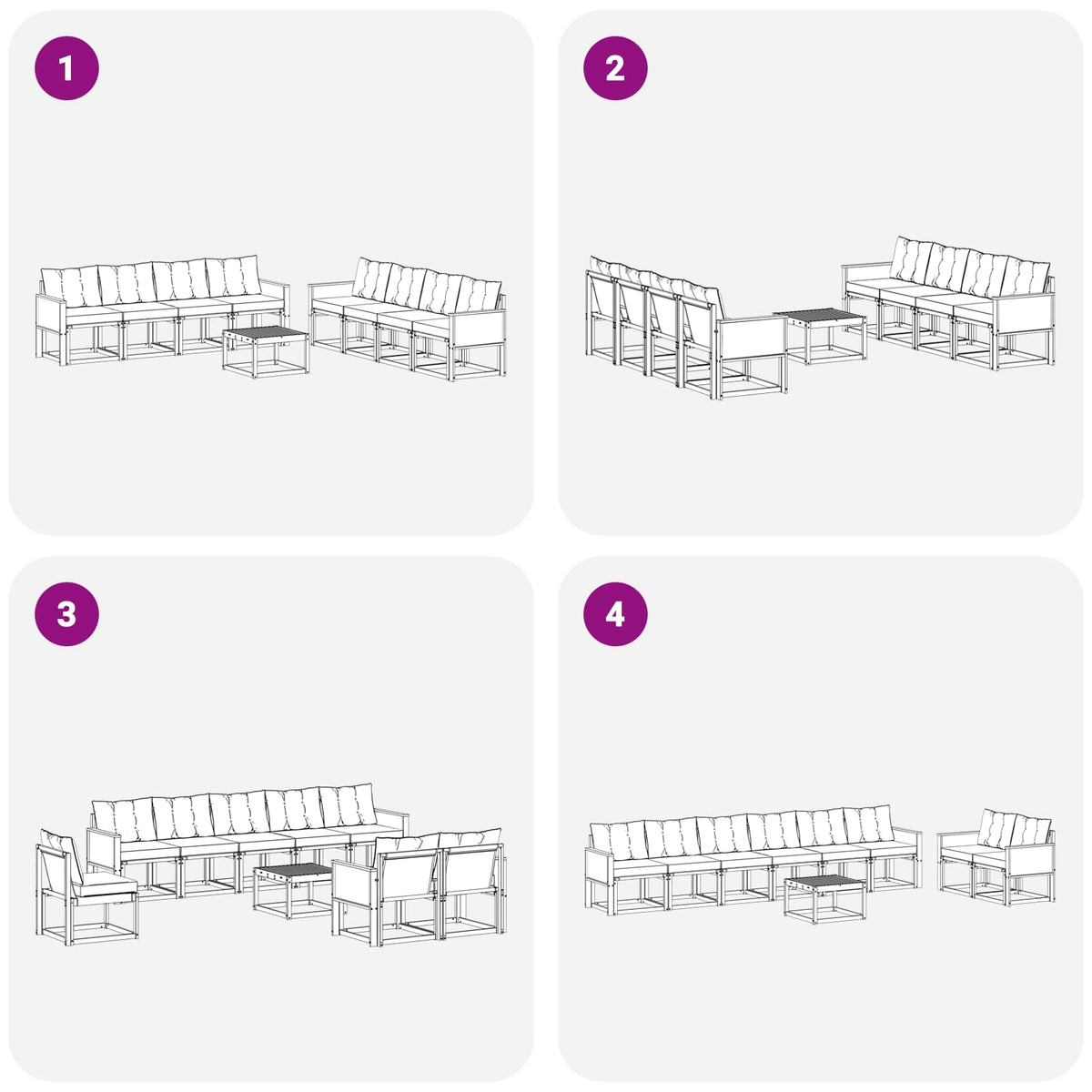 Set vanjskih sofa 9 kom. Prirodna i crna