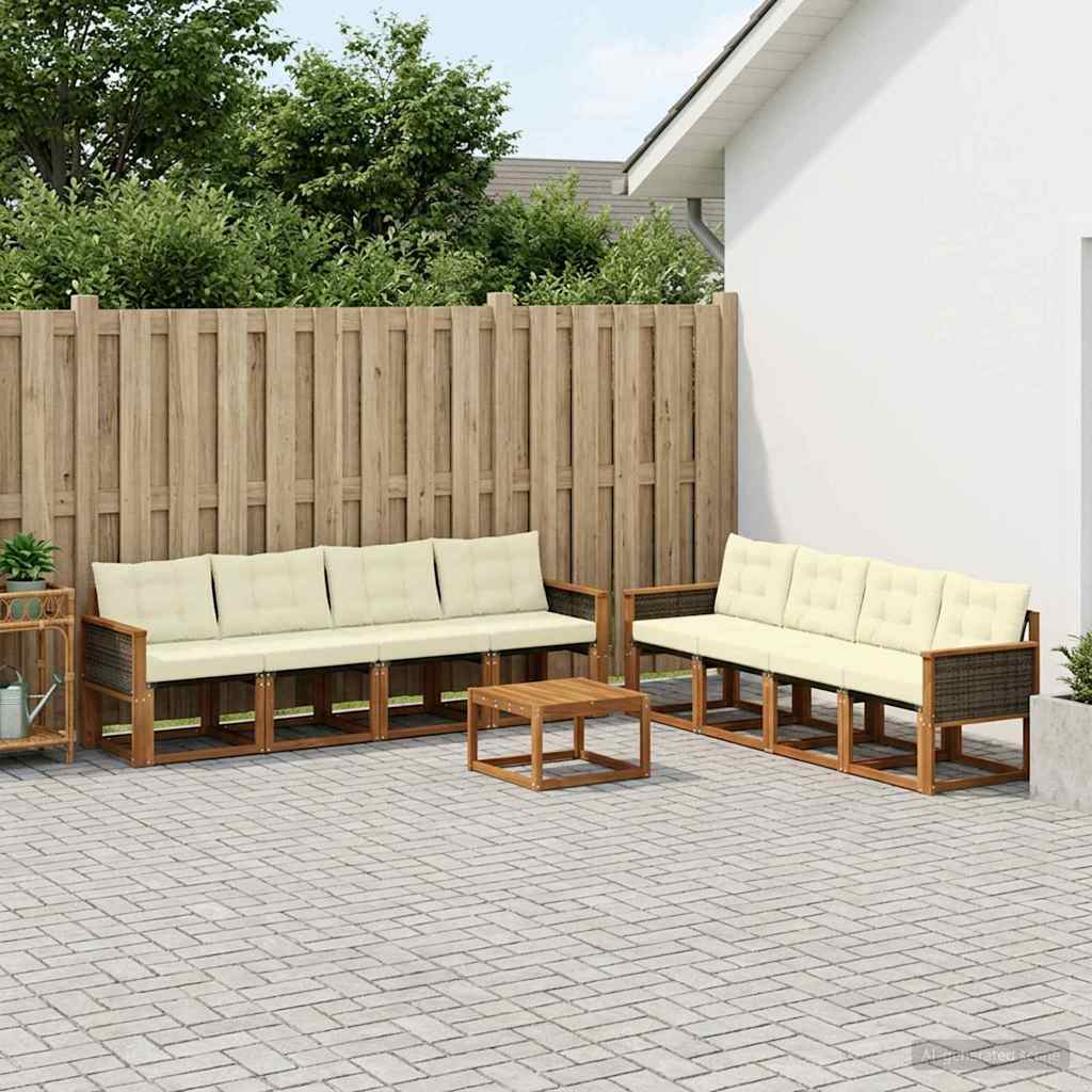 Set vanjskih sofa 9 kom. Prirodna i krem