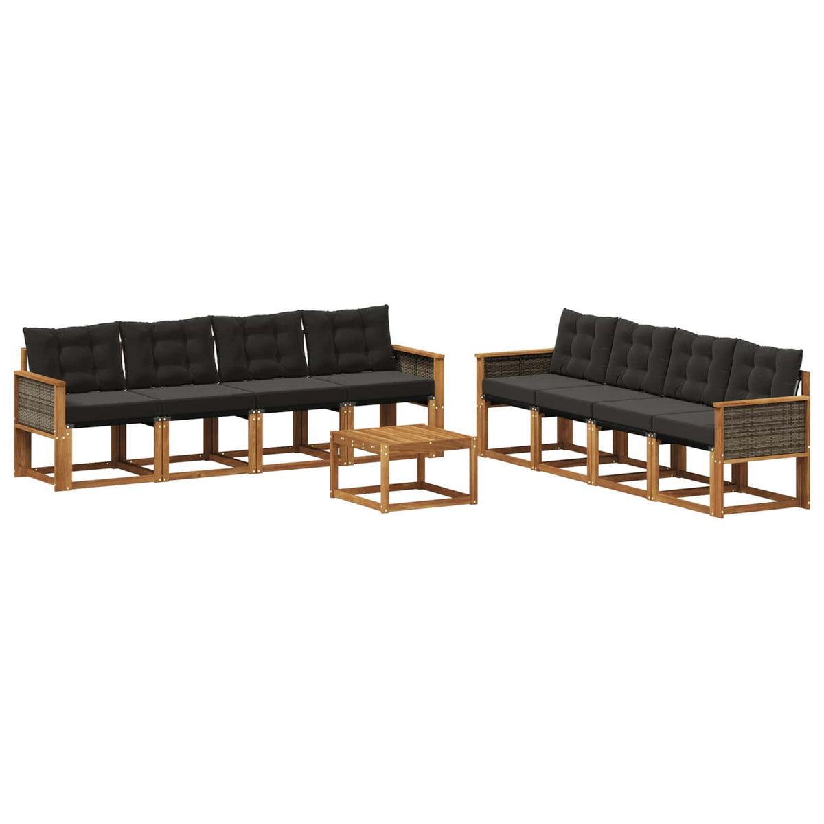 Set vanjskih sofa 9 kom. Prirodna i crna