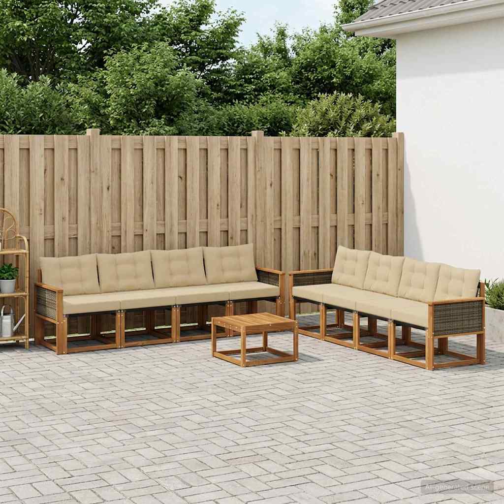 Set vanjskih sofa 9 kom. Prirodna i bež