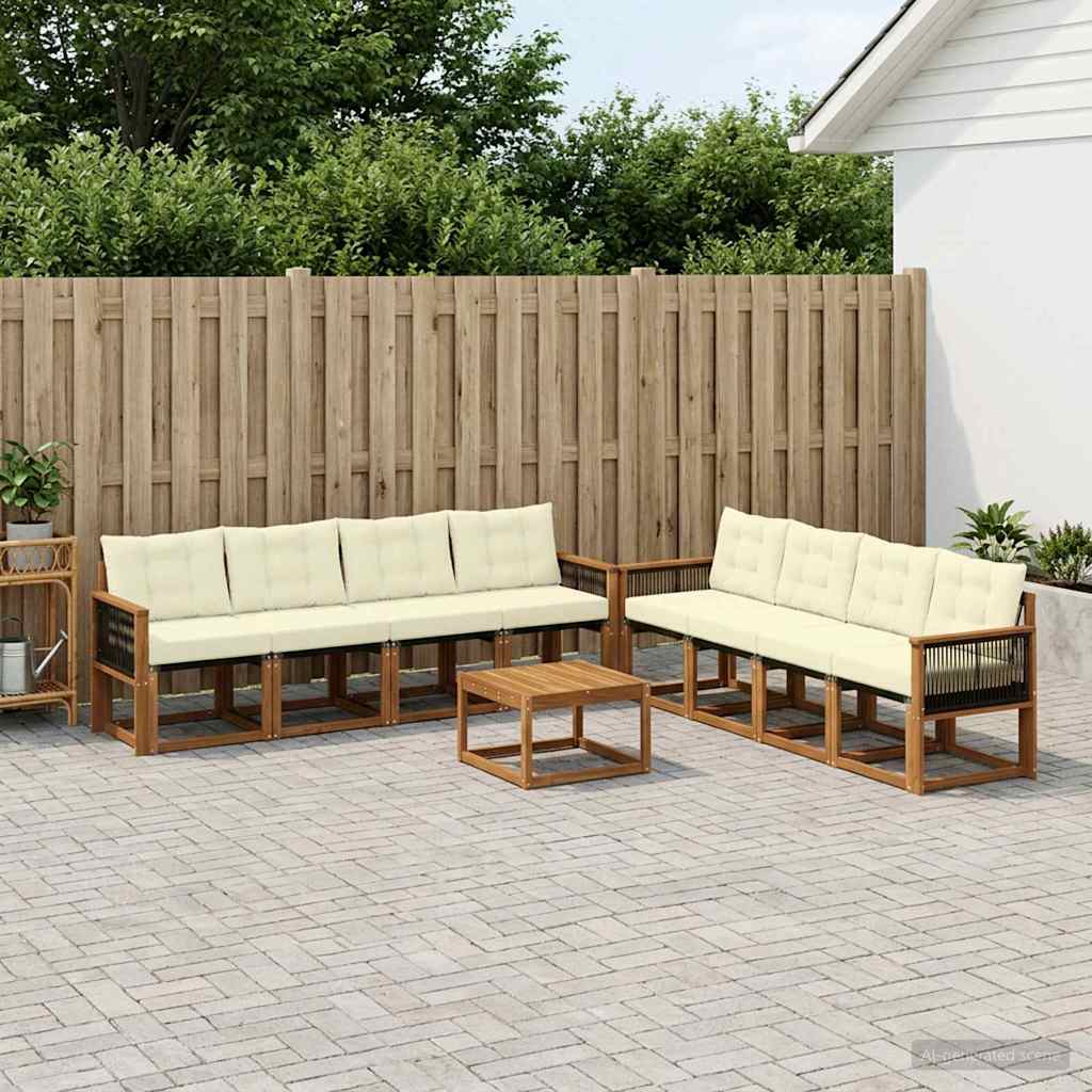 Set vanjskih sofa 9 kom. Prirodna i krem