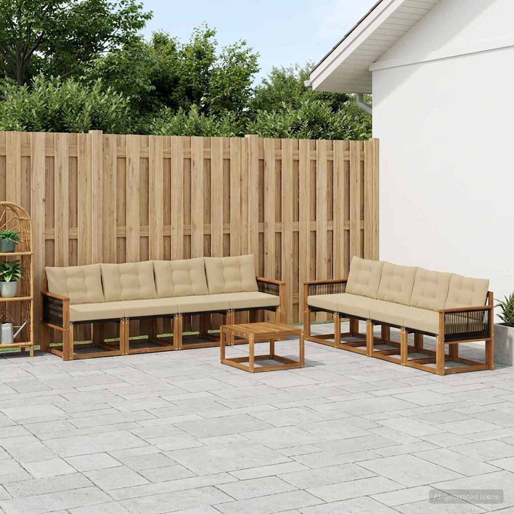 Set vanjskih sofa 9 kom. Prirodna i bež