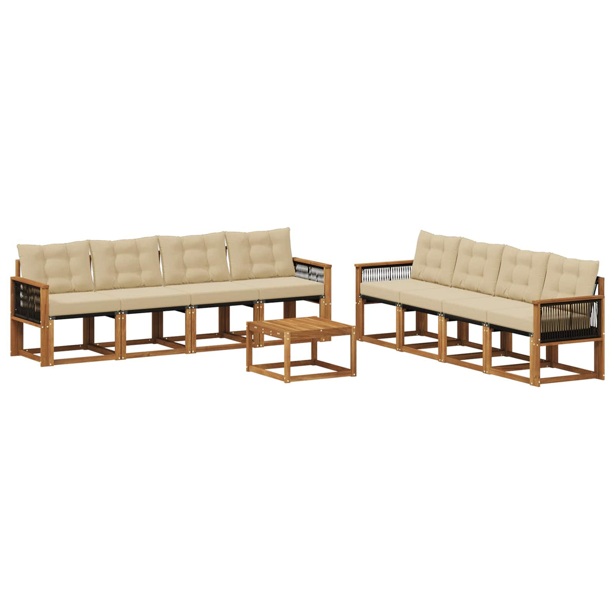 Set vanjskih sofa 9 kom. Prirodna i bež