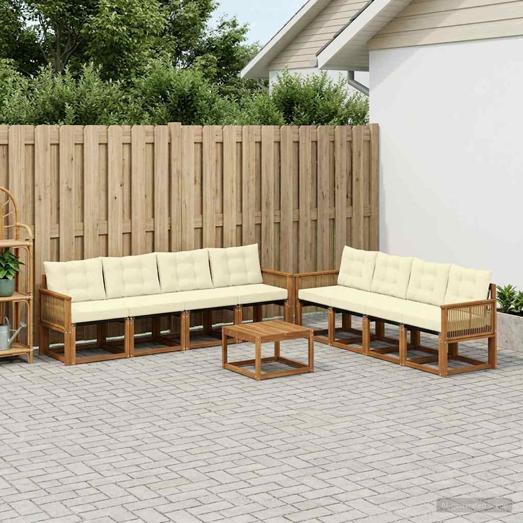 Set vanjskih sofa 9 kom. Prirodna i krem