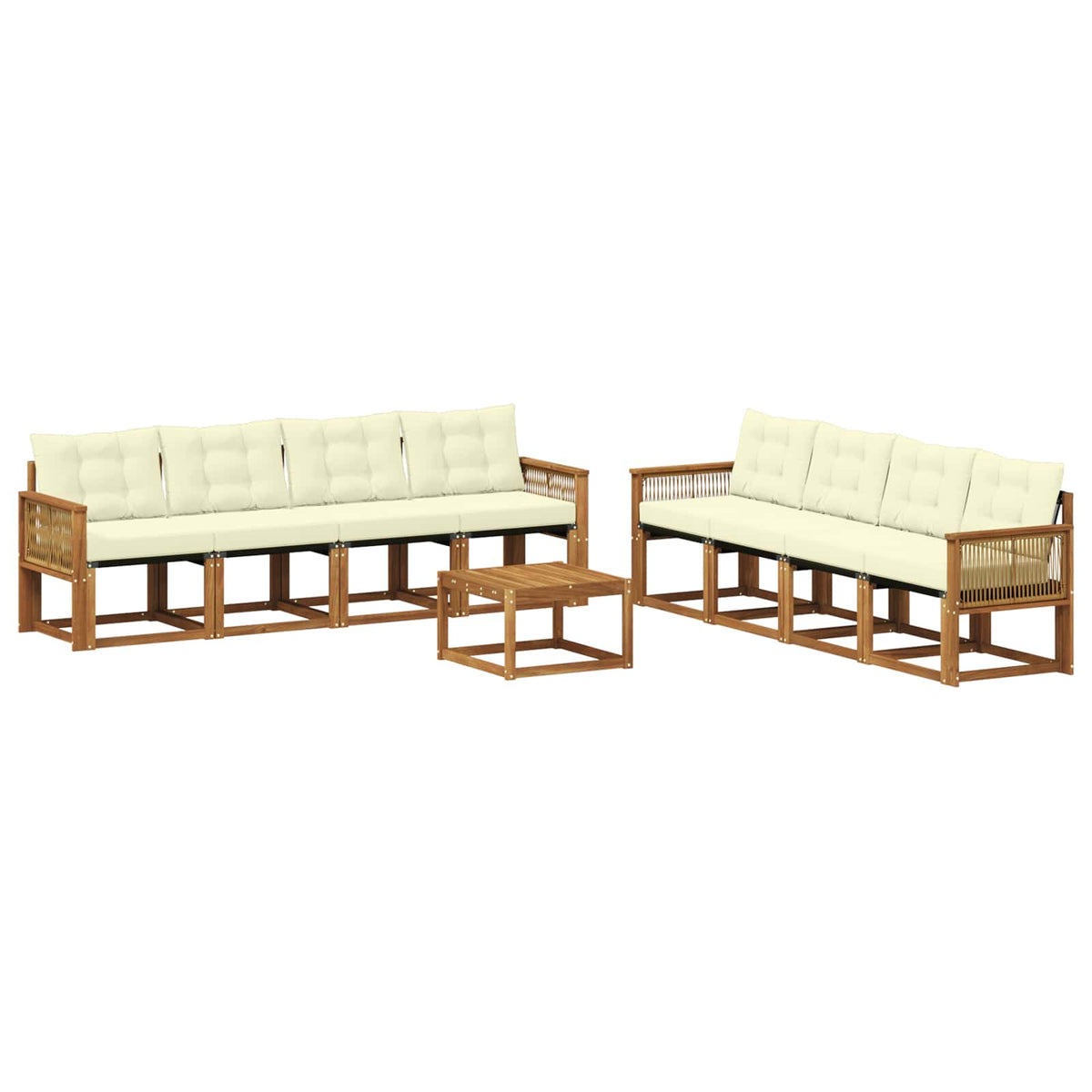 Set vanjskih sofa 9 kom. Prirodna i krem