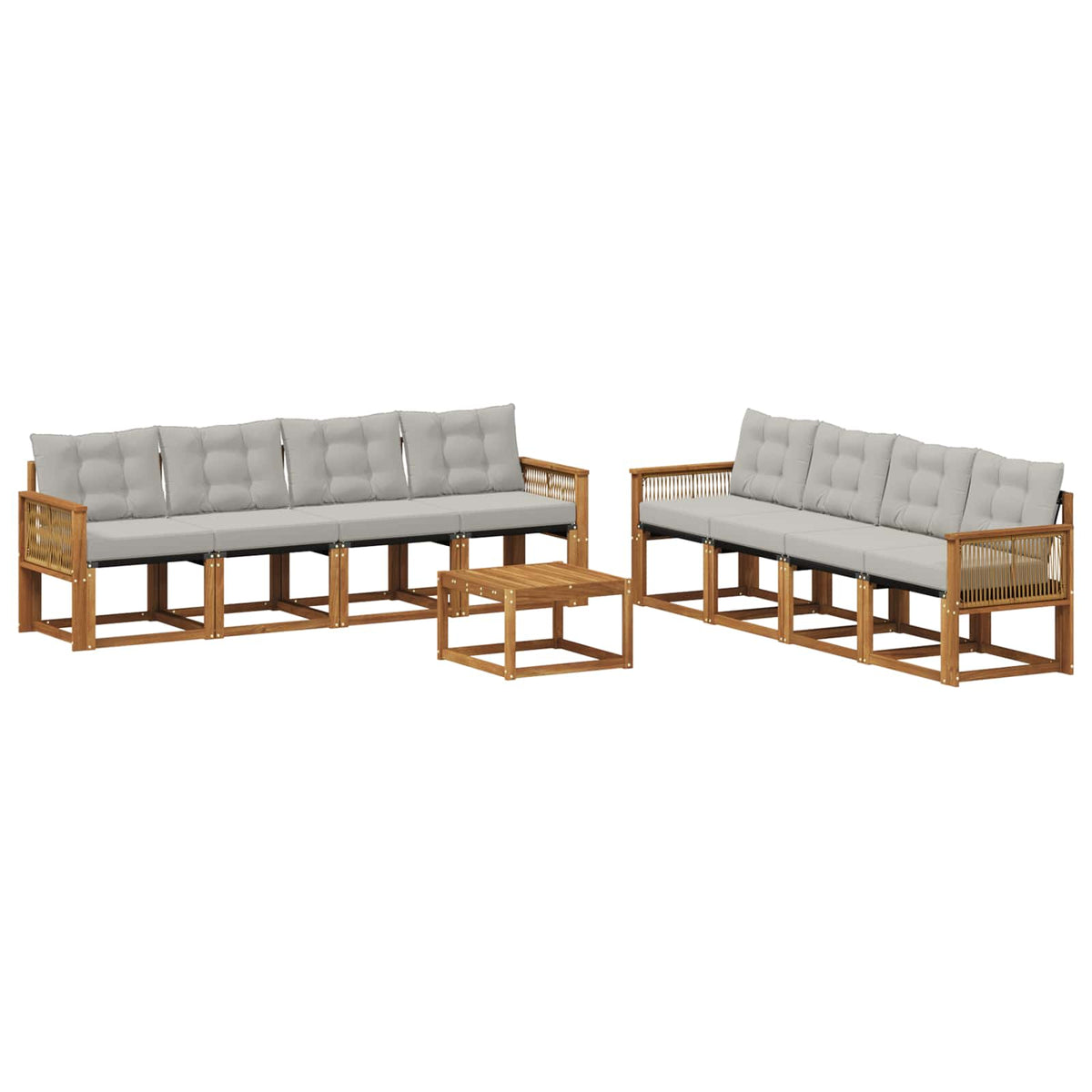 Set vanjskih sofa 9 kom. Prirodna i svjetlosiva