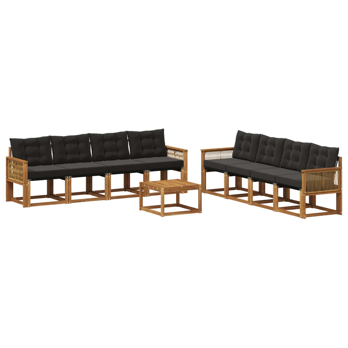 Set vanjskih sofa 9 kom. Prirodna i crna