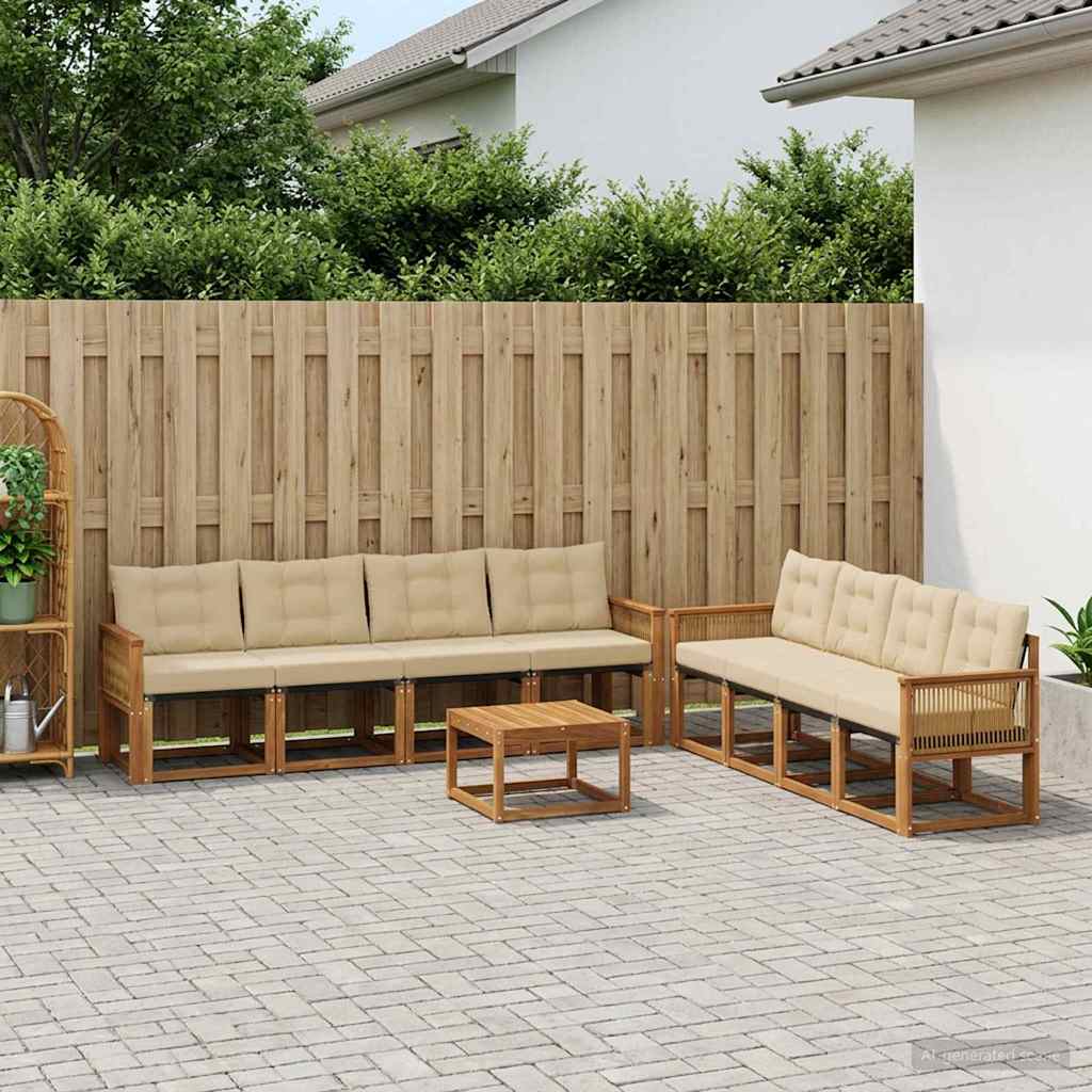 Set vanjskih sofa 9 kom. Prirodna i bež