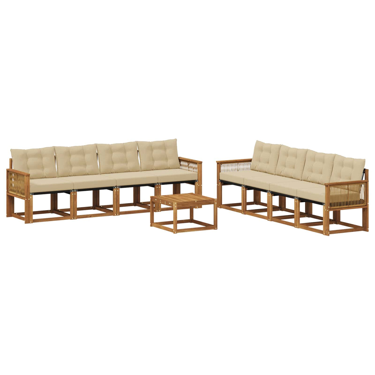 Set vanjskih sofa 9 kom. Prirodna i bež