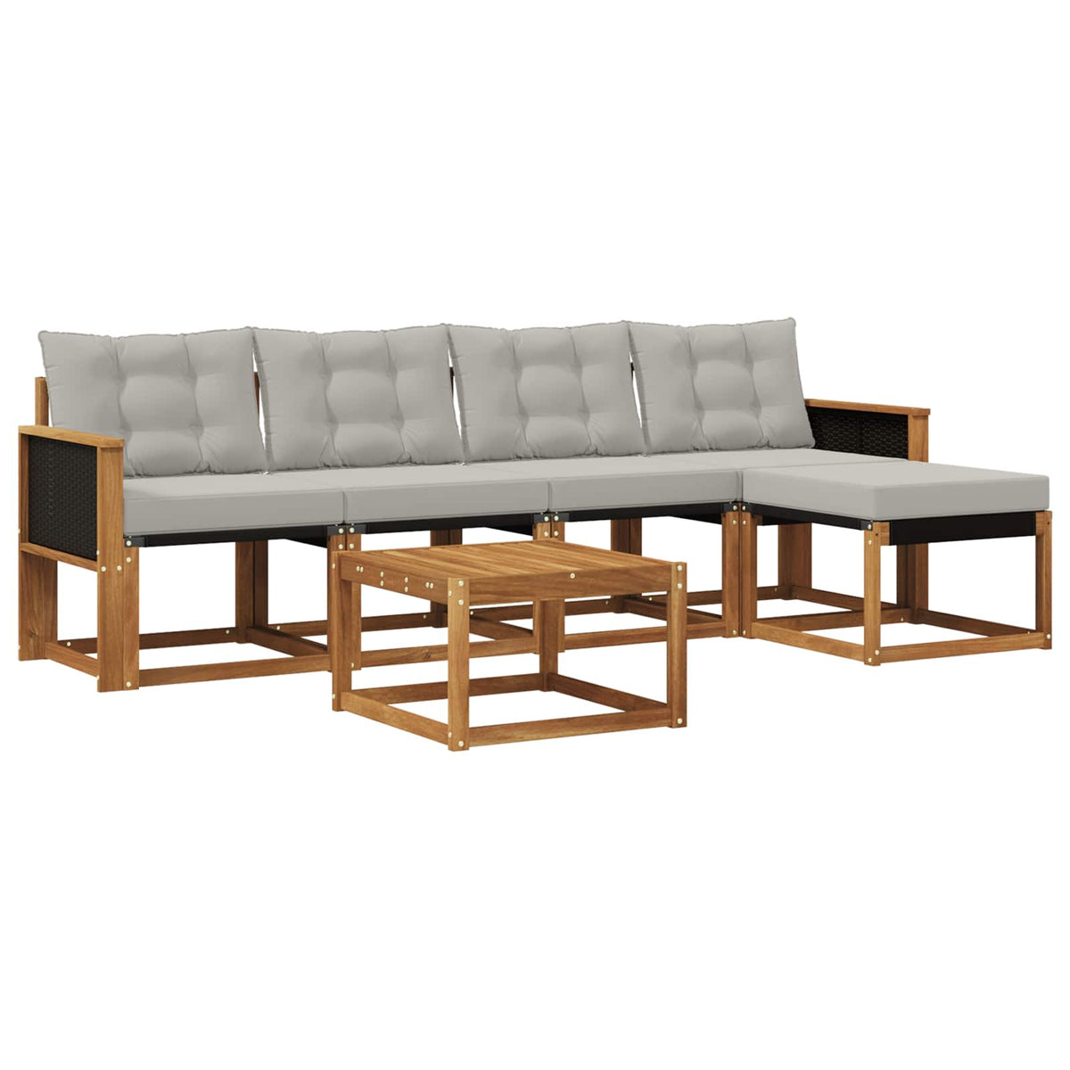 Set vanjskih sofa 6 kom. Prirodna i svjetlosiva